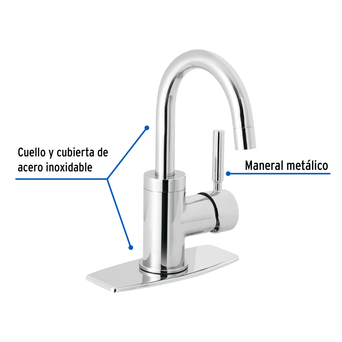 MONOMANDO CORTO PARA LAVABO, CROMO, FOSET TUBIG 46762 *
