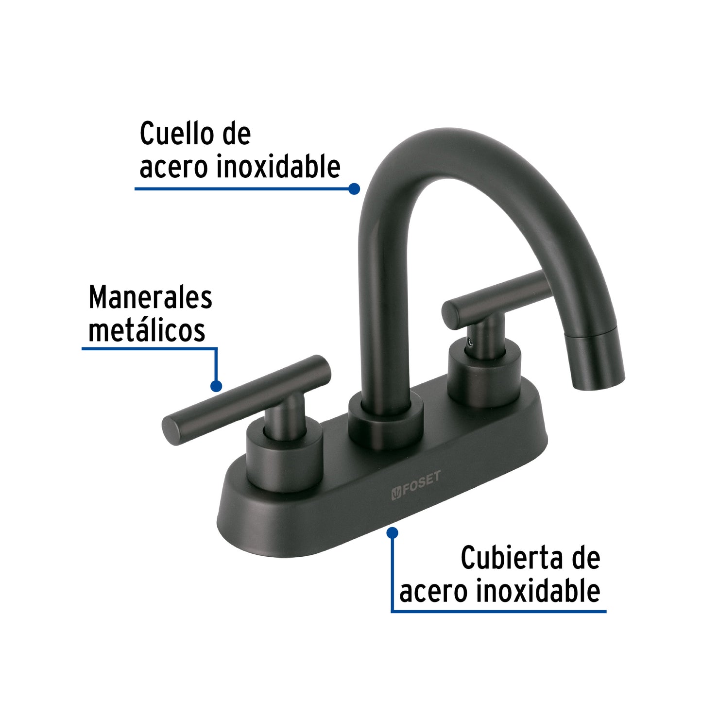 MEZCLADORA P/LAVABO,BAR,MANERALES PALANCA,NEGRO MATE,TUBIG 46752 P