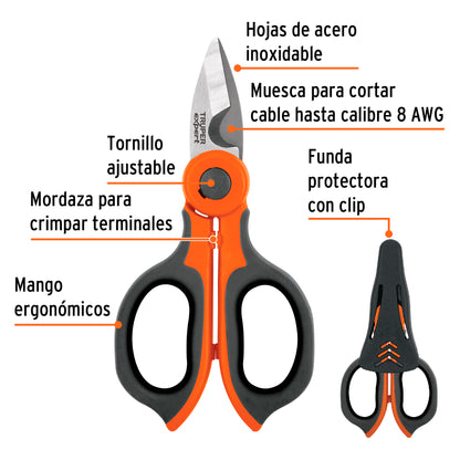 TIJERA 6'' DE ACERO INOXIDABLE PARA ELECTRICISTA, EXPERT 102864 *