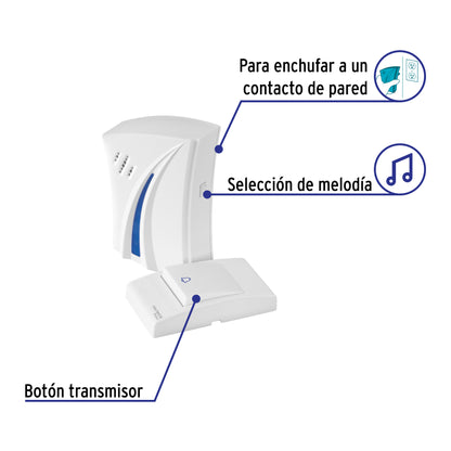 TIMBRE INALÁMBRICO CON CLAVIJA, 36 TONOS, VOLTECK BASIC  29916 *