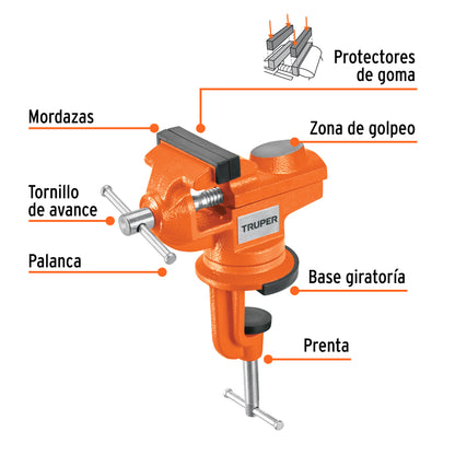 TORNILLO DE BANCO 2.5" PARA JOYERO, TRUPER 103319 *