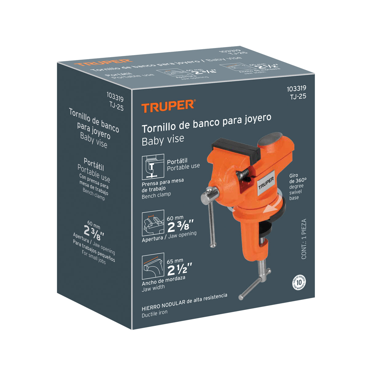TORNILLO DE BANCO 2.5" PARA JOYERO, TRUPER 103319 *