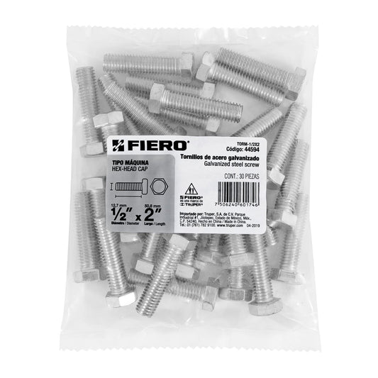 TORNILLOS 1/2'' x 2'' TIPO MÁQUINA, FIERO 44594-1 *