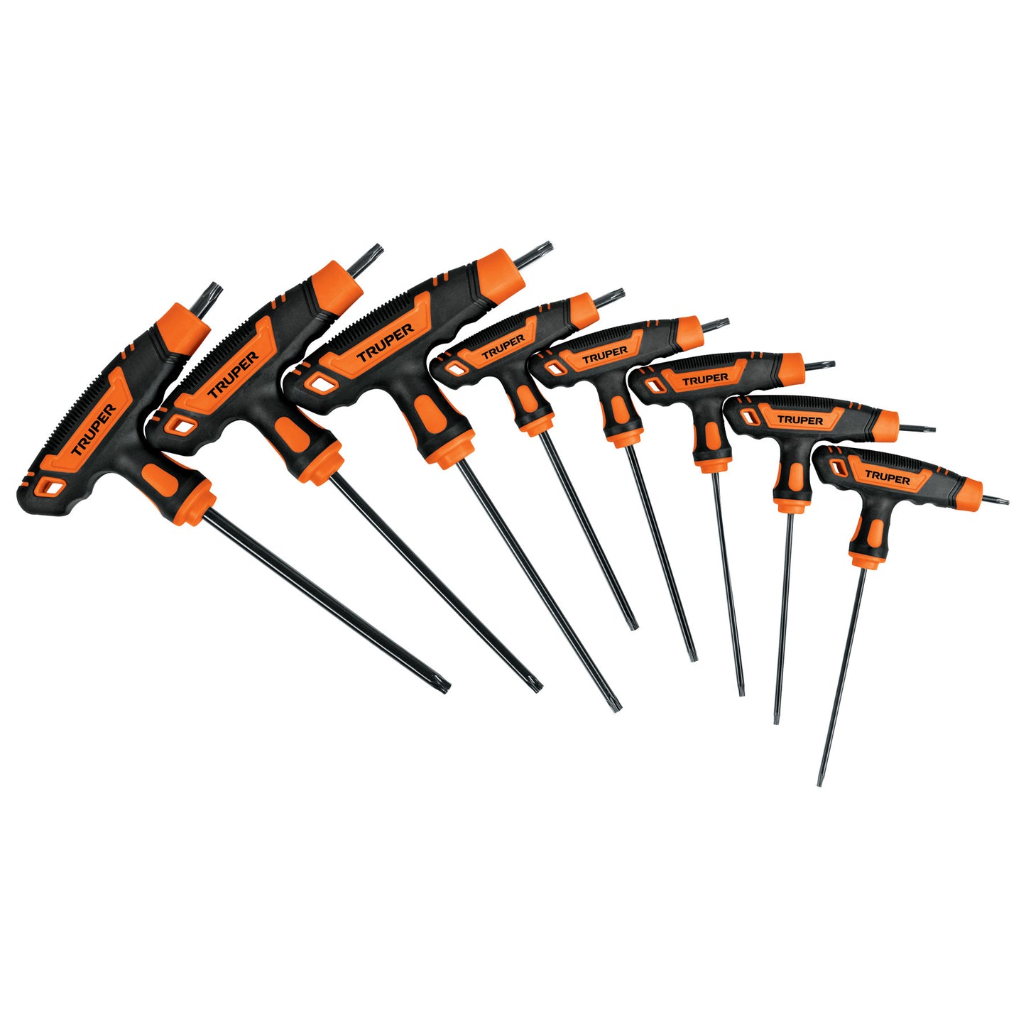JUEGO DE 8 LLAVES TORX EXTRALARGAS CON MANGO T, TRUPER 100935 P