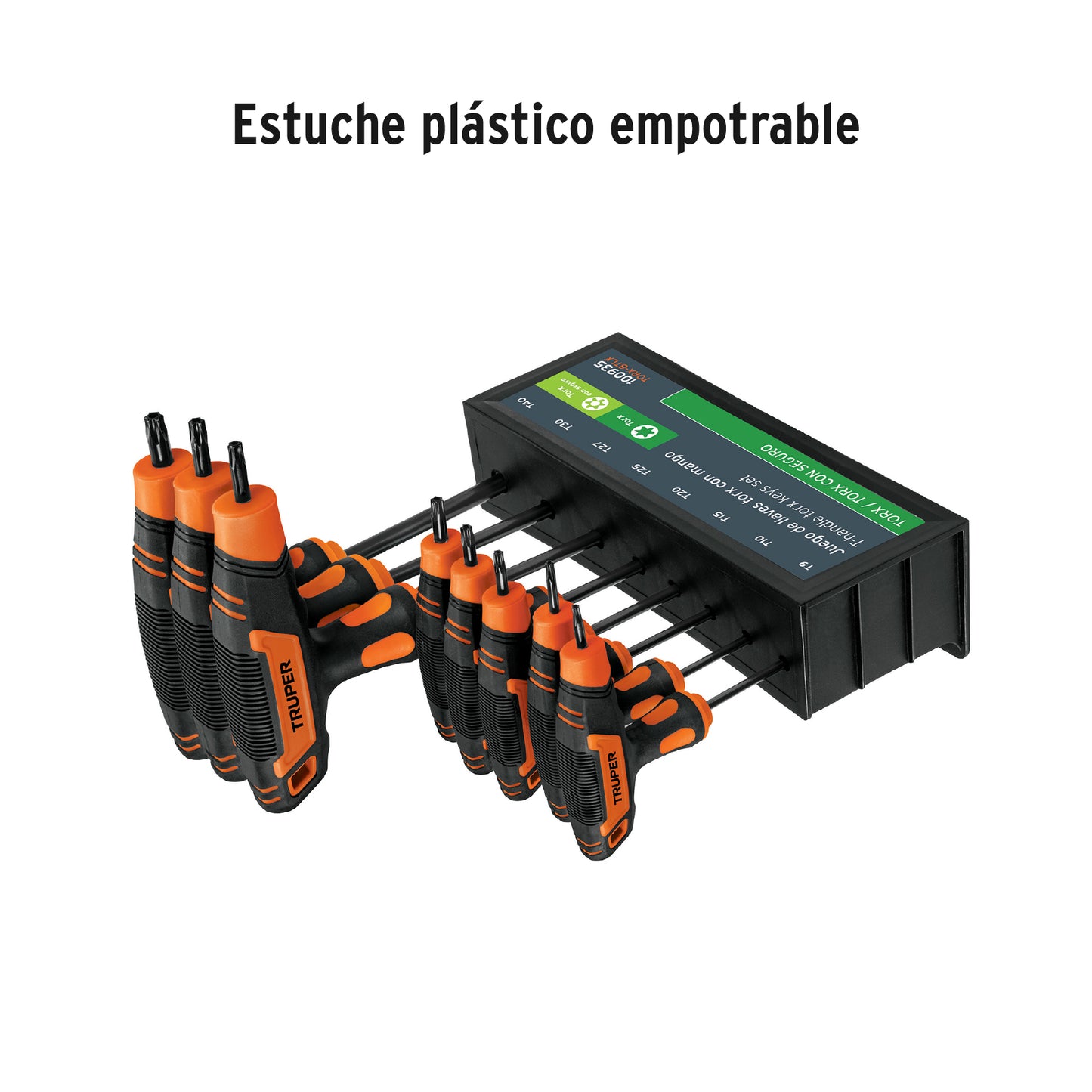 JUEGO DE 8 LLAVES TORX EXTRALARGAS CON MANGO T, TRUPER 100935 P