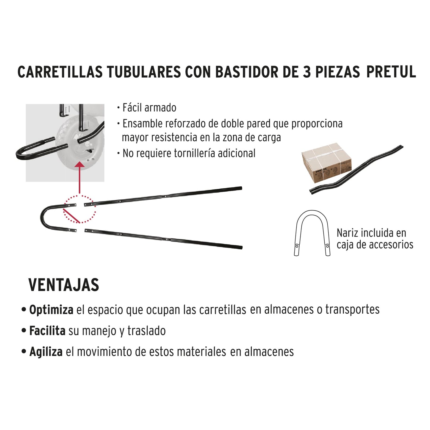 CARRETILLA 5FT3 PLÁSTICA,NEUM REF,PRETUL 22703 *