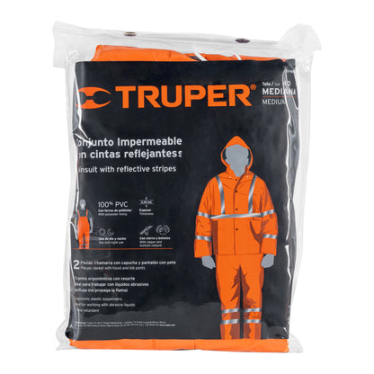 CONJUNTO IMPERMEABLE, NARANJA, M, PVC 17408 *