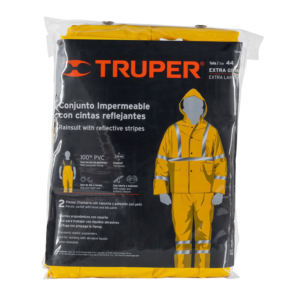 CONJUNTO IMPERMEABLE DOBLE CAPA AMARILLO CON REFLEJANTE, XG