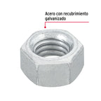 TUERCA DE ACERO GALVANIZADO HEXAGONAL DE 3/8', 100 PZAS 44550 P