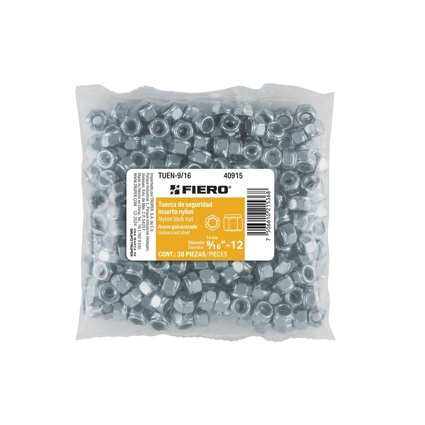 TUERCA DE SEGURIDAD 3/8'',BOLSA CON 100 PIEZAS 40912 *