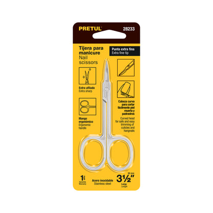 TIJERA PARA MANICURE 3-1/2", PUNTA EXTRAFINA, PRETUL 28233 P
