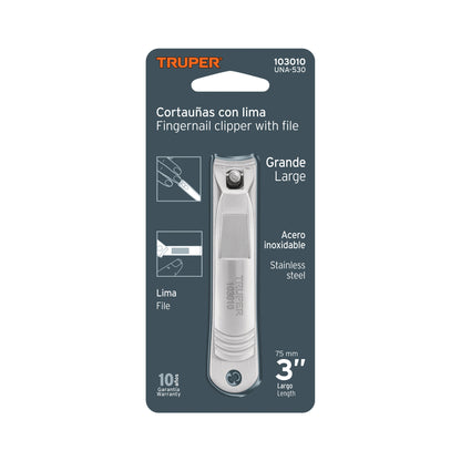 CORTA UÑAS 3" ACERO INOXIDABLE TRUPER 103010 *