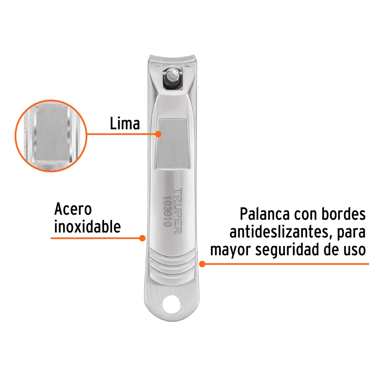CORTA UÑAS 3" ACERO INOXIDABLE TRUPER 103010 *