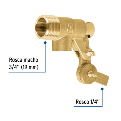 VALVULA DE FLOTADOR, DE LATON 3/4'' 49035 *