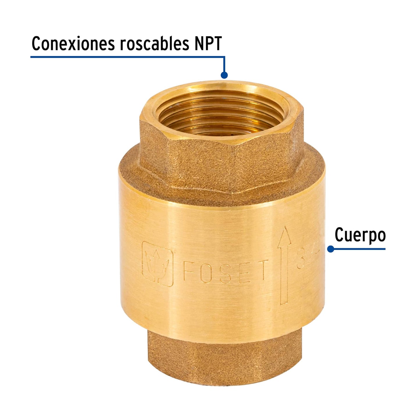 VÁLVULA DE RETENCIÓN DE LATÓN DE 3/4", FOSET 49066 *