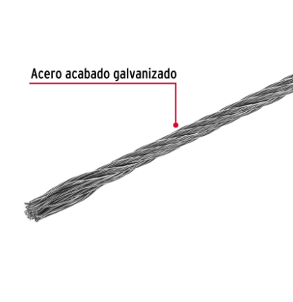 METRO DE CABLE FLEXIBLE 1/4'' DE ACERO 7 X 19 HILOS, 75M 44213 N