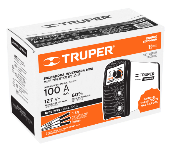 SOLDADORA INVERSORA MINI 100 A, 127 V, TRUPER 100900 P