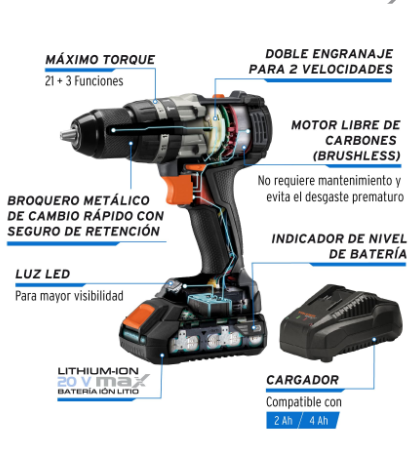 ROTOMARTILLO INALÁMBRICO TRUPER MAX 20 V 101453 *