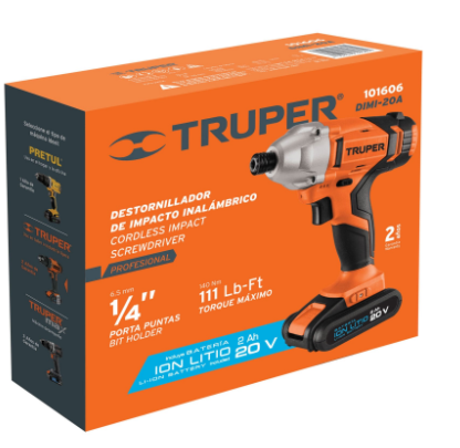 DESTORNILLADOR DE IMPACTO 1/4', BATERÍA ION LITIO 20 V 101606 N