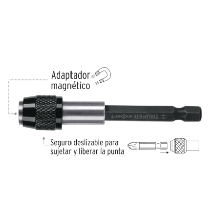 ADAPTADOR MAGNÉTICO P/PUNTAS, CAMBIO RÁPIDO, 125MM,EXPERT 101964 N