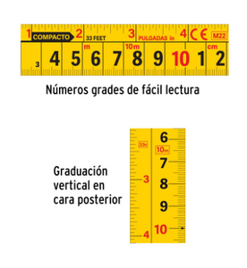 FLEXÒMETRO COMPACTO 10 CON GRIP, CINTA 25MM, TRUPER 102332 P