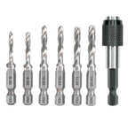 JUEGO DE 6 BROCAS HSS CON MACHUELO PARA METAL, TRUPER 102335 *
