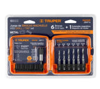 JUEGO DE 6 BROCAS HSS CON MACHUELO PARA METAL, TRUPER 102335 *