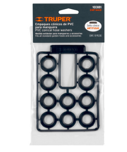 BOLSA CON 10 EMPAQUES DE PVC ANTIFUGA PARA MANGUERA, TRUPER 10381 *