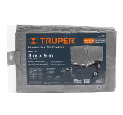 LONA GRIS REFORZADA 3 X 5 M, TRUPER 10771 *