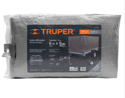 LONA REFORZADA GRIS 6M X 6M TRUPER 10777 *