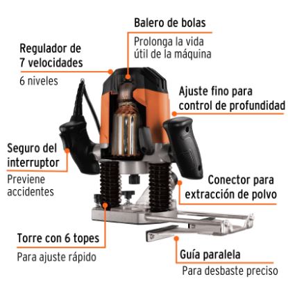 ROUTER 1200 W 1-3/4 HP, PROFESIONAL, TRUPER 100954 *L