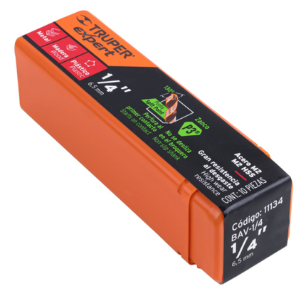 BROCA DE ALTA VELOCIDAD 1/4'' TRUPER 11134 *