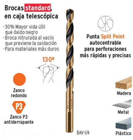 BROCA DE ALTA VELOCIDAD 1/2'' TRUPER 11166 *