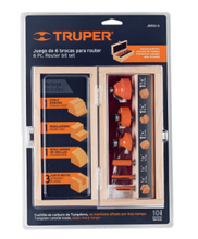 Cargar imagen en el visor de la galería, JUEGO DE 6 BROCAS PARA ROUTER, TRUPER 11359 N
