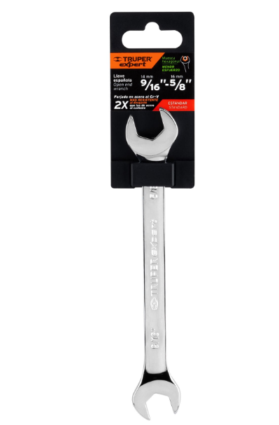 LLAVE ESPAÑOLA, 9/16 x 5/8" x 189 MM DE LARGO, TRUPER EXPERT 15690 N