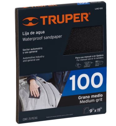 LIJA DE AGUA GRANO 100 DE CARBURO DE SILICIO, TRUPER 11619 *