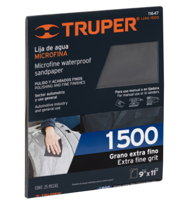LIJA DE AGUA GRANO 1500 MICROFINA CARBURO DE SILICIO, TRUPER 11647 *