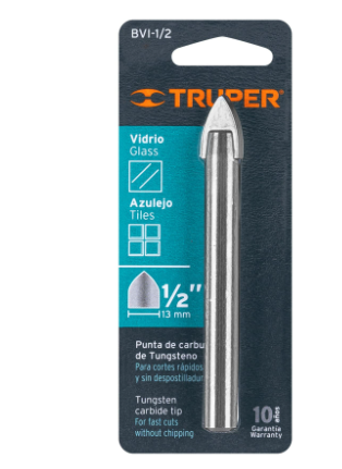BROCA PARA VIDRIO Y AZULEJO DE 1/2'', TRUPER 11705 *