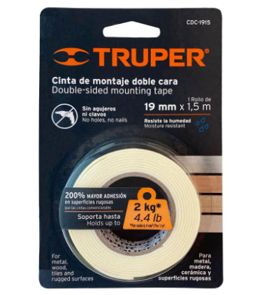 CINTA DOBLE CARA DE 19MM X 1.5M 11724 *