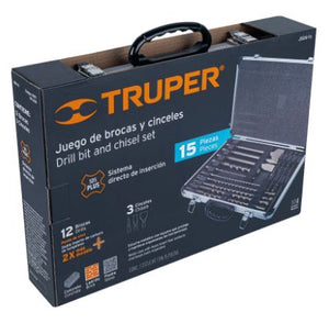 JUEGO DE 15 BROCAS Y CINCELES SDS PLUS EN ESTUCHE, TRUPER 11897 N