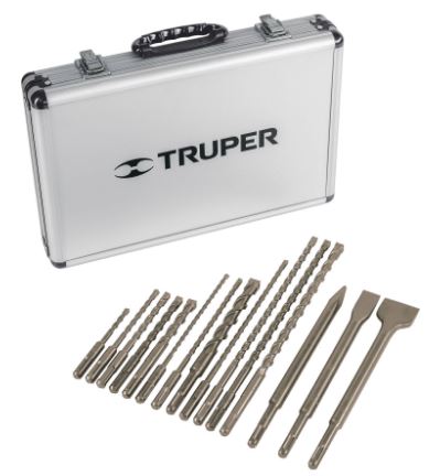 JUEGO DE 15 BROCAS Y CINCELES SDS PLUS EN ESTUCHE, TRUPER 11897 N