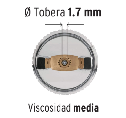 PISTOLA P/PINTAR GRAVEDAD HVLP,VASO PLÁSTICO, BOQUILLA 1.7MM 12129 *
