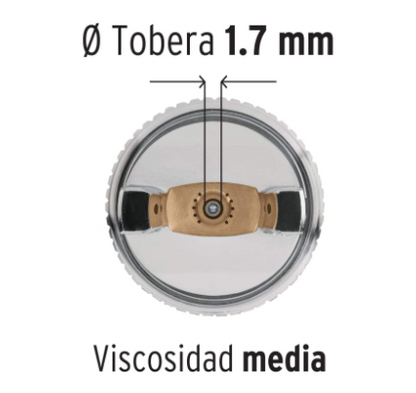 PISTOLA P/PINTAR GRAVEDAD HVLP,VASO PLÁSTICO, BOQUILLA 1.7MM 12129 *