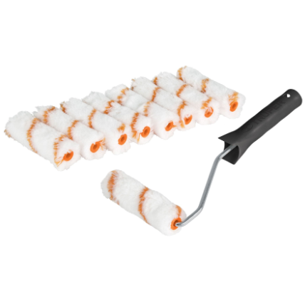 KIT DE MANERAL Y 9 MINI RODILLOS DE 4'' DE POLIÈSTER, TRUPER 12132 *