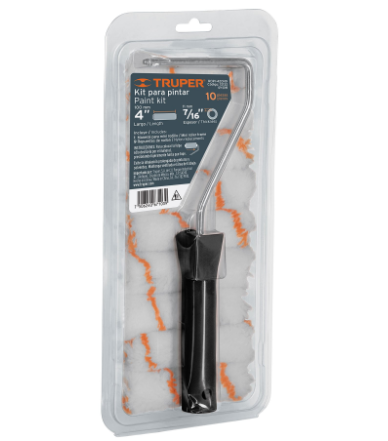 KIT DE MANERAL Y 9 MINI RODILLOS DE 4'' DE POLIÈSTER, TRUPER 12132 *