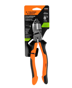 PINZA PARA ELECTRICISTA 8'' CABEZA CUADRADA COMFORT GRIP 12350 *