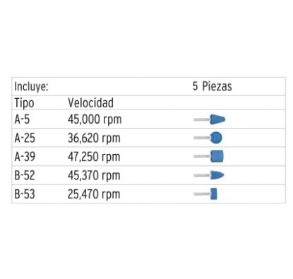 JUEGO DE 5 PIEDRAS MONTADAS ZANCO 1/4'', ALTO RENDIMIENTO 12444 *