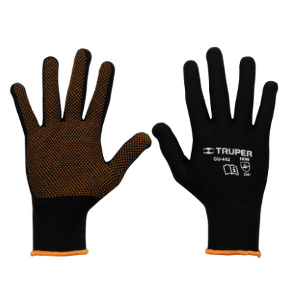 GUANTES DE POLIÉSTER CON PUNTOS DE PVC EN PALMA, MEDIANOS 12651 *
