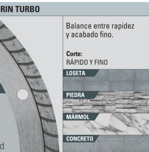 DISCO DE DIAMANTE DE 4-1/2'' X 2.2 MM RIN TURBO, TRUPER 12980 *