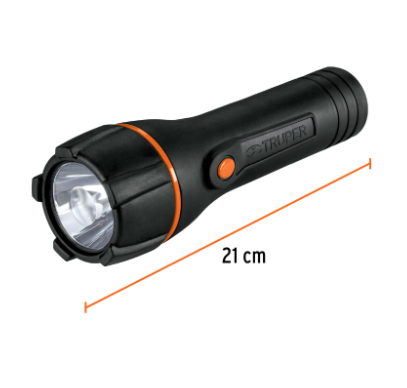 LINTERNA PLÀSTICA 1 LED 180 LM CON 2 PILAS D, TRUPER 13019 *